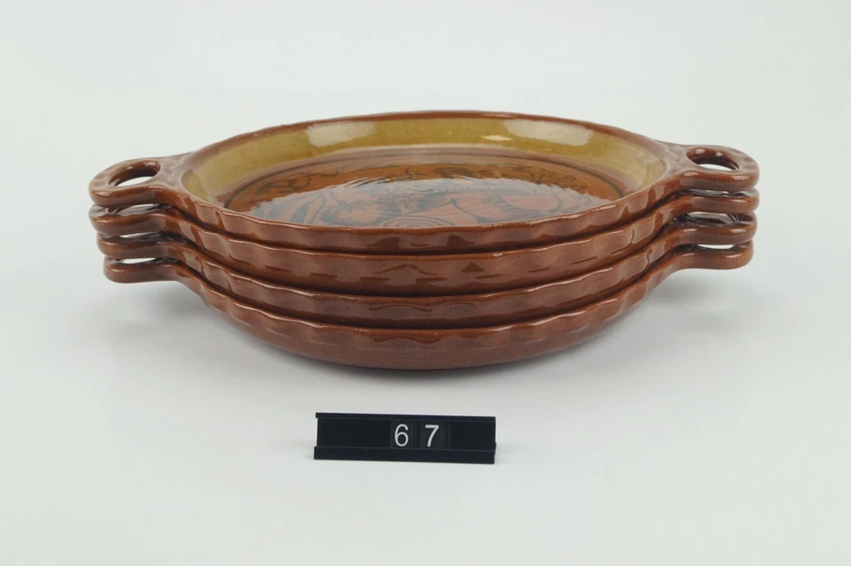 4 Pizzateller Bay cerabak Braun - W.Germany - Vintage - Retro ✅