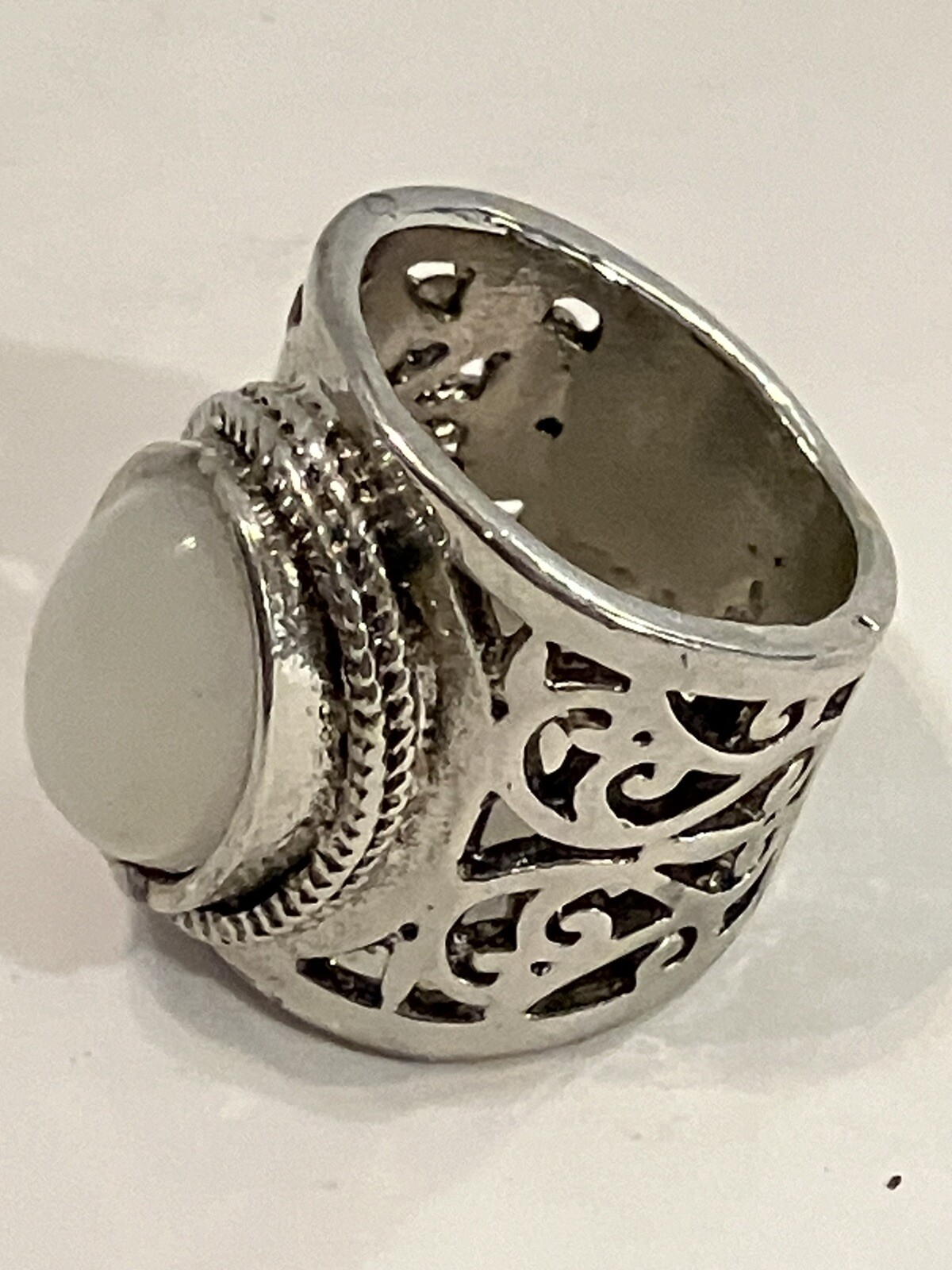 Large Moonstone Filigree Ring - image 1
