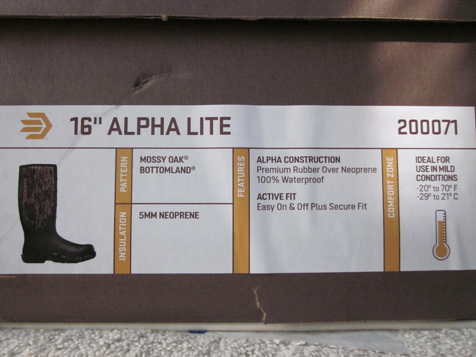 Alpha Lite Rubber Hunting Boots Size 