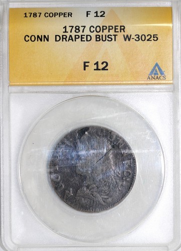 1787 W-3025 M.29.1-p Draped Bust Connecticut ANACS F 12 - Picture 3 of 5