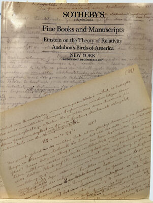 Sotheby Catalog: Einstein ￼Cover- Fine Books and Manuscripts- December 2, 1987