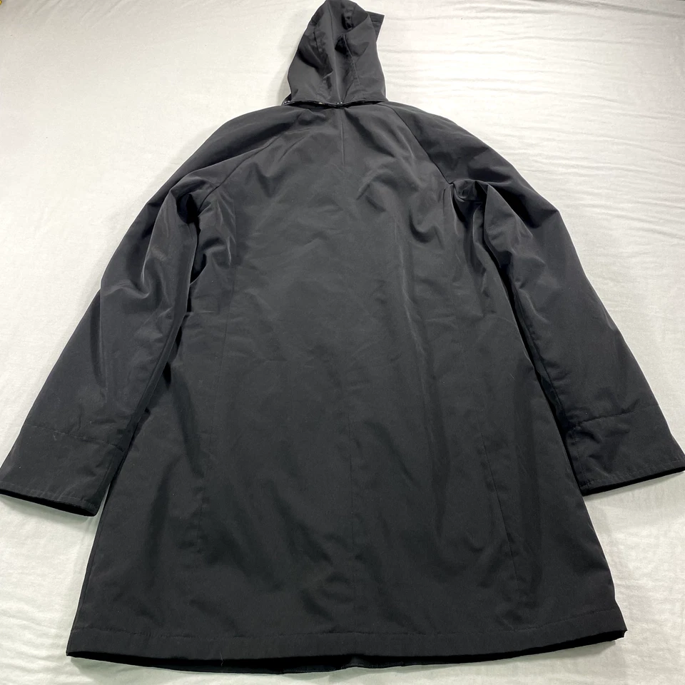 Chaqueta Nautica Mujer Mediana Negra Capucha Forrada Impermeable Rompevientos Parka Informal Foto 2 de 4