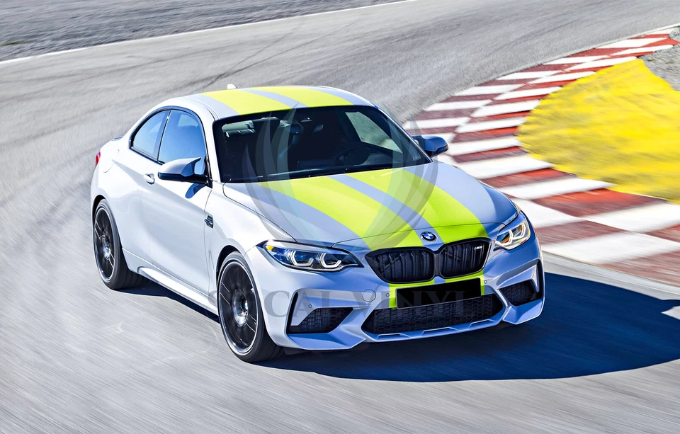 Envoltura de vinilo de rayas de carreras de color brillante para calcomanía adhesiva a rayas BMW de 10 pies/20 pies Foto 3 de 4