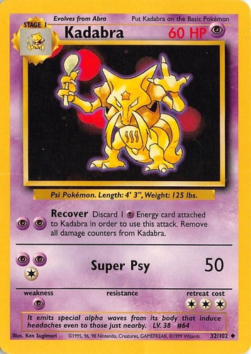 希少 英語版 旧裏ユンゲラー Kadabra ポケモンカード Base Set s-l500.jpg