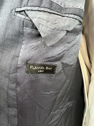 Flannel Bay Napoli Men’s Sharkskin Loro Piana Wool Sport Coat Stitch Lapel 42 R - Picture 11 of 13
