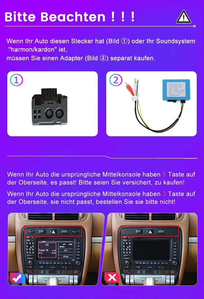 8-Kern 6+128GB Android13 GPS Autoradio CarPlay Für Porsche Cayenne 9PA 2002-2010 - Bild 4 von 4