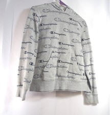 Champion Hoodie Kids Large Gray Heathered Long Sleeve Spell Out Pullover Pocket