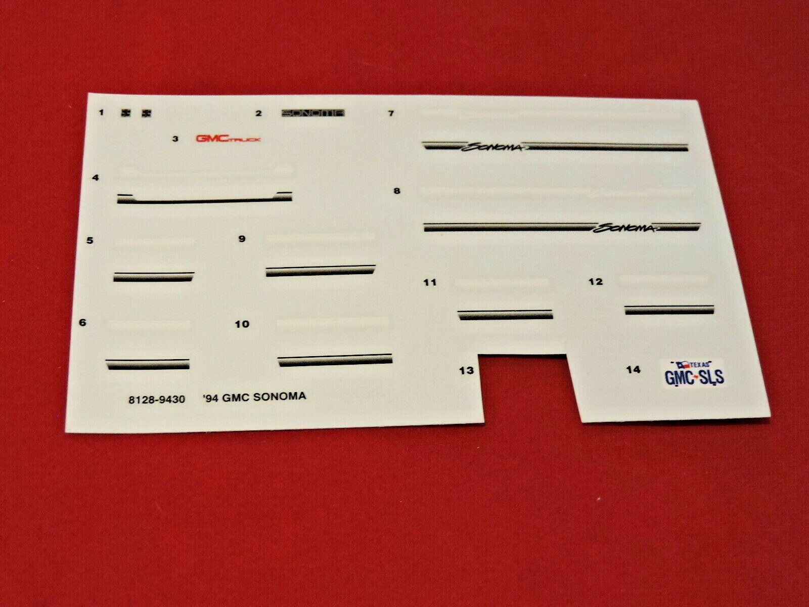 Model Truck Parts AMT 94 GMC Sonoma Pickup Decal Sheet 1/25 | eBay