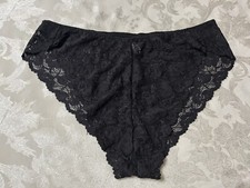 Vtg MAIDENFORM 40319 Tanga Floral Stretch Lace Hi-Cut 10/3X Black Panties 117