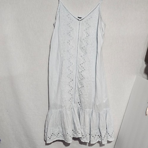 House Of Harlow XS White Embroidered Sleeveless Cotton Dress Eyelet Ruffle - Picture 4 of 9