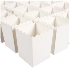 50 x BULK Square Base Matte White Popcorn Boxes Movie Nights, Birthday, Party