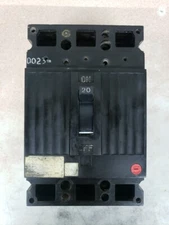 GE TED134020 Circuit Breaker 20 Amp 480 Volt 3 Pole Black 14 Kaic DAMAGED LABEL