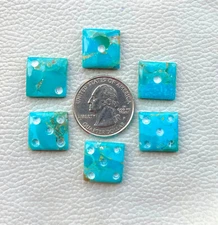 Mohave Oyster Kingman Turquoise Square Cabochon Gemstone 53.55 Ct F0=124