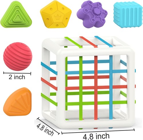 MINGKIDS Montessori Toys for 1 Year Old, 6 Pc Multi Sensory Shape, Toddler - Picture 2 of 8