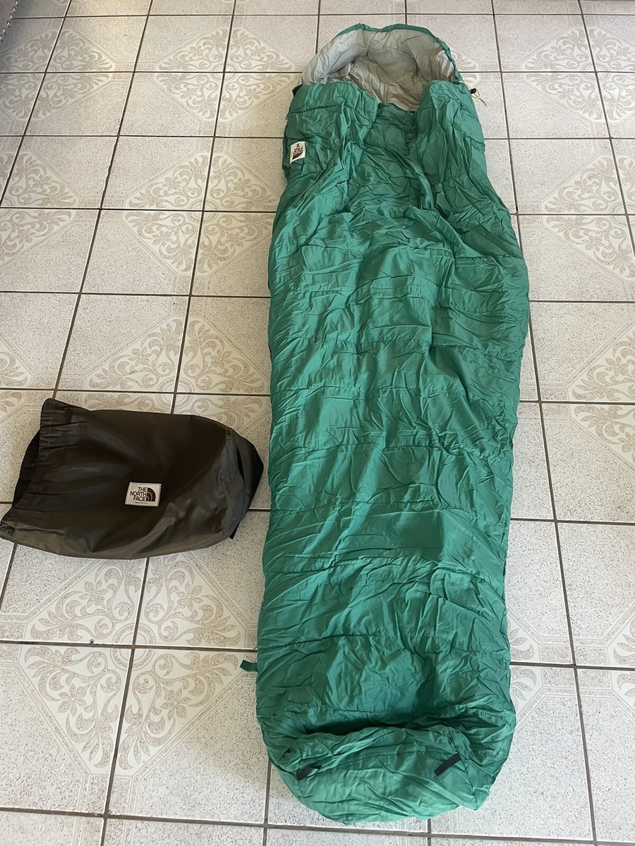 THE NORTH FACE VTG VINTAGE SLEEPING BAG GREEN SNOWSHOE LG 32”x91