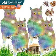 Fake Owl Decoy Bird Repellent Control Scare Device Hanging Reflective Scarecrow