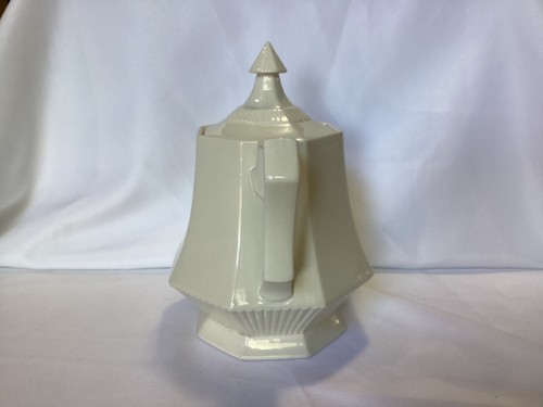 Vtg Independence Ironstone Interpace White Teapot Coffee Octagonal Japan 8 1/2"H - Picture 2 of 8