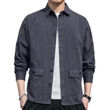 Camicia Da Lavoro Casual Da Uomo Con Tasche A Maniche Lunghe Button Down Nuova
