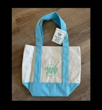 Trader Joe's Mini Pastel Canvas Tote Bag Limited Sold Out "Baby Blue" NEW