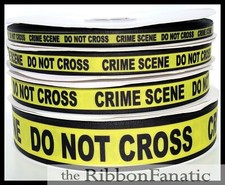 3yds 3/8" or 5/8" or 7/8" or 1.5" Crime Scene Tape Yellow Black Grosgrain Ribbon