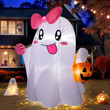 5FT Halloween Inflatables Ghost, Cute Halloween Decorations Outdoor Blow up Yard
