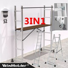 3 Way Folding Scaffold Platform Ladder Combination Wheels Tray Platform  Ladder