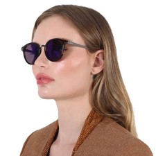 Guess Factory Blue Round Ladies Sunglasses GF0305 53X 51 GF0305 53X 51