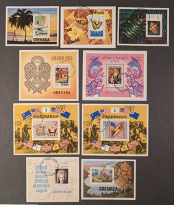 Grenada - Nice lot of 9 mini-sheets stamps, cancelled, VF.