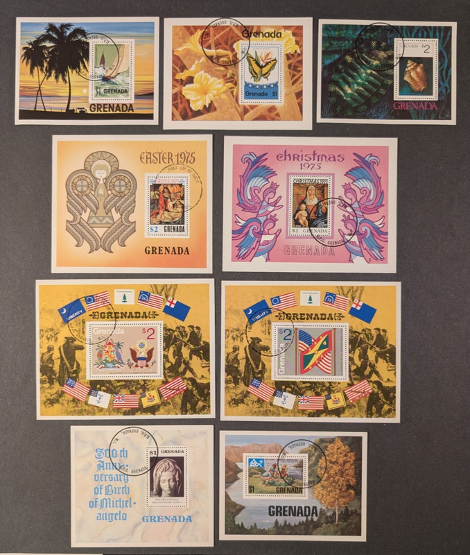 Grenada - Nice lot of 9 mini-sheets stamps, cancelled, VF.