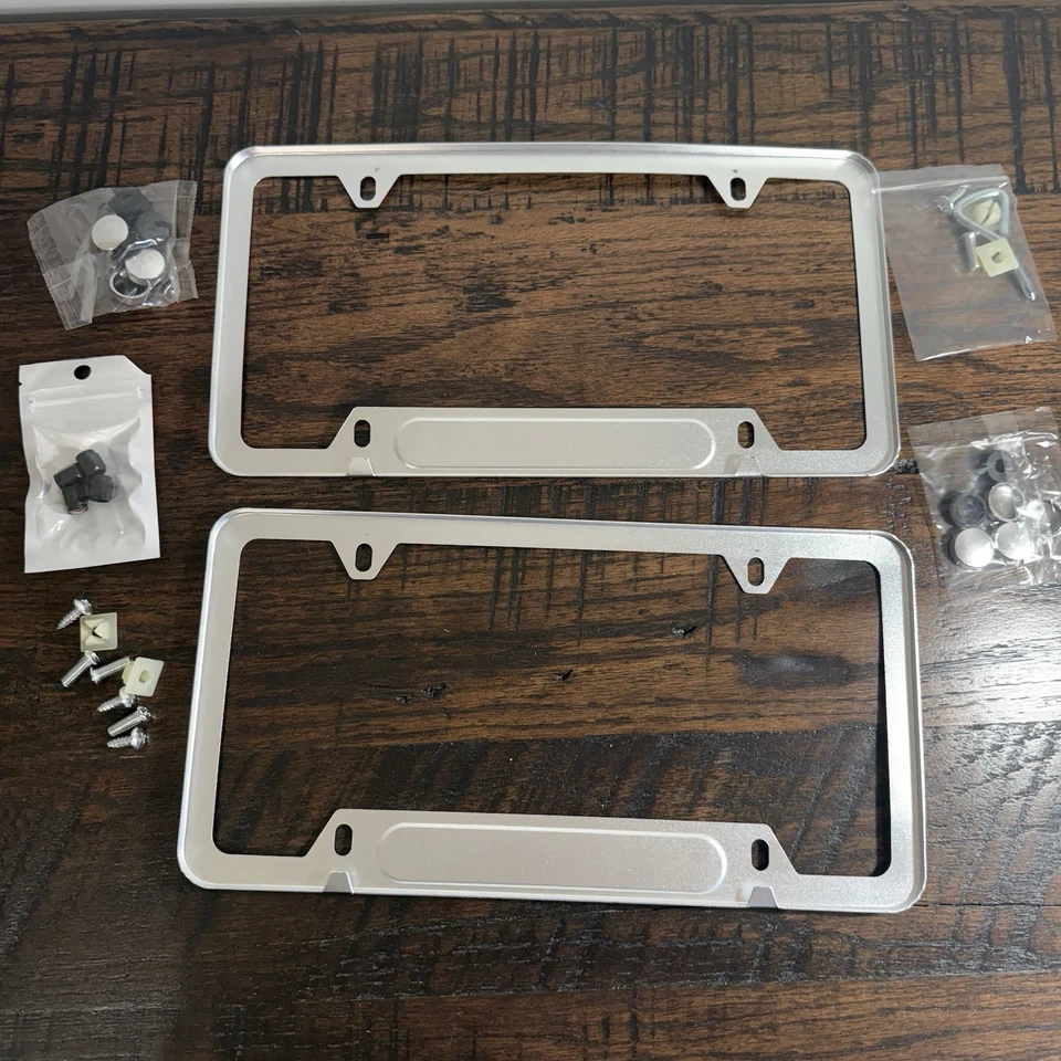 2 Pc Silver License Plate Frame for Audi-Rings Car License Plate Frame New - Image 3 of 4