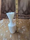 White Milk Glass Bud Vase Vintage  6" crosshatch pattern