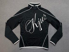 Kjus Damski 38 M Czarny Baselayer 1/4 Zamek błyskawiczny Top z długim rękawem Narty Golf Bieganie Logo