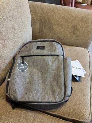 Baby Boom BB Gear Backpack Diaper Bag 9 Pocket with Stroller Loops Gray