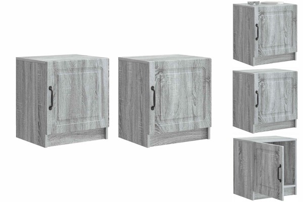 Nachttisch 2Er Set Nachtschrank Graues Sonoma 43X34,5X47 Cm Holzwerkstoff-image