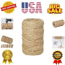 PerkHomy 5mm Jute Rope 105 Feet Twisted Heavy Duty and Thick Twine Rope for C...