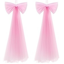 Zeyune 2 Pcs Pink Large Bow Party Decorations 13.4 x 28.7 Inch Giant Ribbon Bow