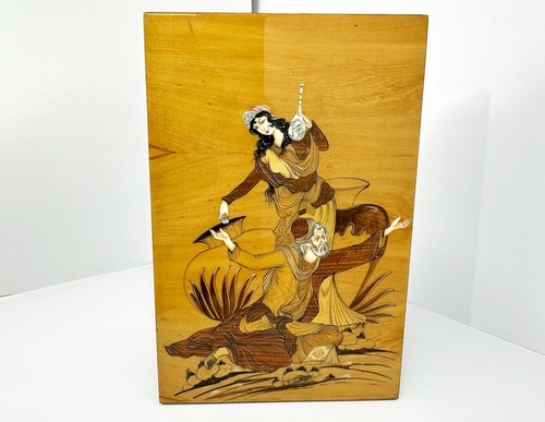 Large Persian Moarragh Marquetry Panel Sufi Pair 23x15 Wood Inlay Moaraq Isfahan