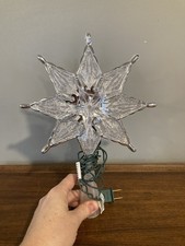 8-Pointed Lighted Star CHRISTMAS TREE TOPPER Electric Clear Acrylic 10.5