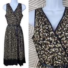 Talbots Silk Slip Dress Size 8 Petite Evening Midi Surplice Wrap Top Chiffon