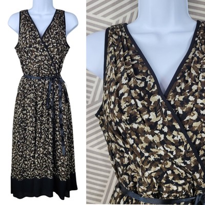 Talbots Silk Slip Dress Size 8 Petite Evening Midi Surplice Wrap Top Chiffon