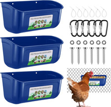 Chicken Feeder Waterer, 3 Pack Duck Feeder Supplies, Hanging Fence Feed Trough w
