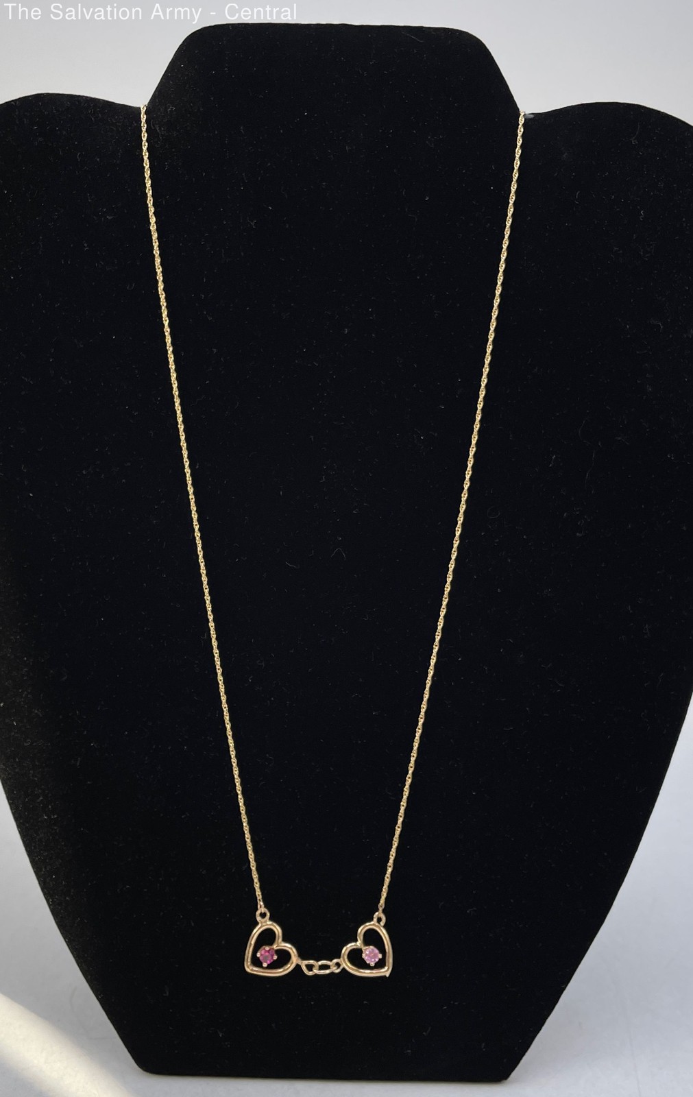 14k Yellow Gold Ruby Interlocking Heart Pendant R… - image 1