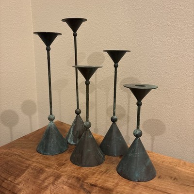 Beautiful Metal Vintage Christian de Beaumont Style Candlesticks SET OF 5