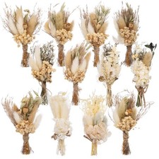 12 Pcs Mini Dried Flower Bouquets - Bohemian Wedding Boutonniere Decors, Rust...