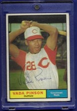 RARE 1961 Topps VADA PINSON REDS ON CARD AUTO GUARANTEED AUTHENTIC HOF ?