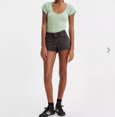 Levi's 501 Women's High Rise Black Denim Shorts Button Fly 5-Pocket 29