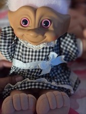 Vintage Treasure Troll Doll Pink Star Belly Button Pink Hair Collectors 1991