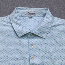 Peter Millar Summer Comfort Polo Shirt Men Extra Large Blue AOP Golf Performance