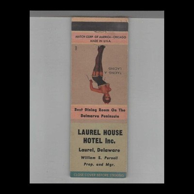 Matchbook Cover 1950 Mad Cap Maids Pin Up Laurel House Hotel Laurel, DE