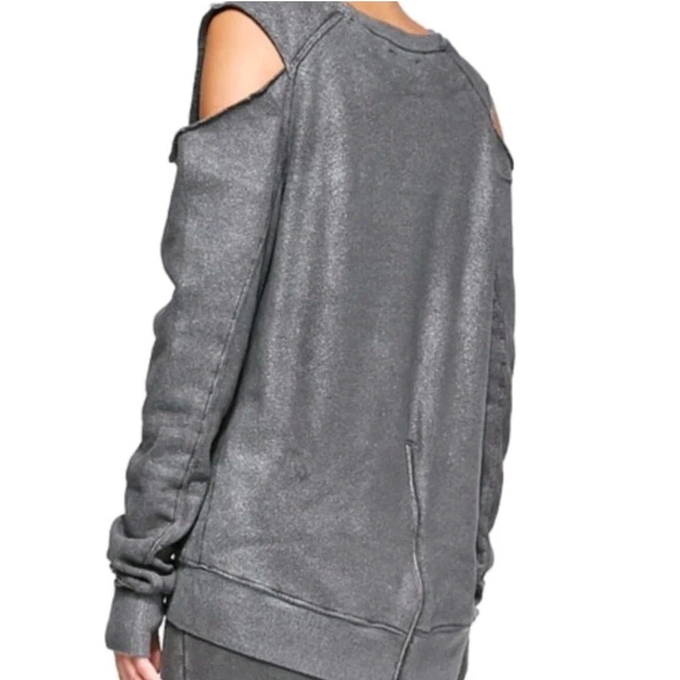 Pam & Gela металлический холодные плечи большого размера громоздкий толстовка большой серый сексуальный - Изображение 3 из 4